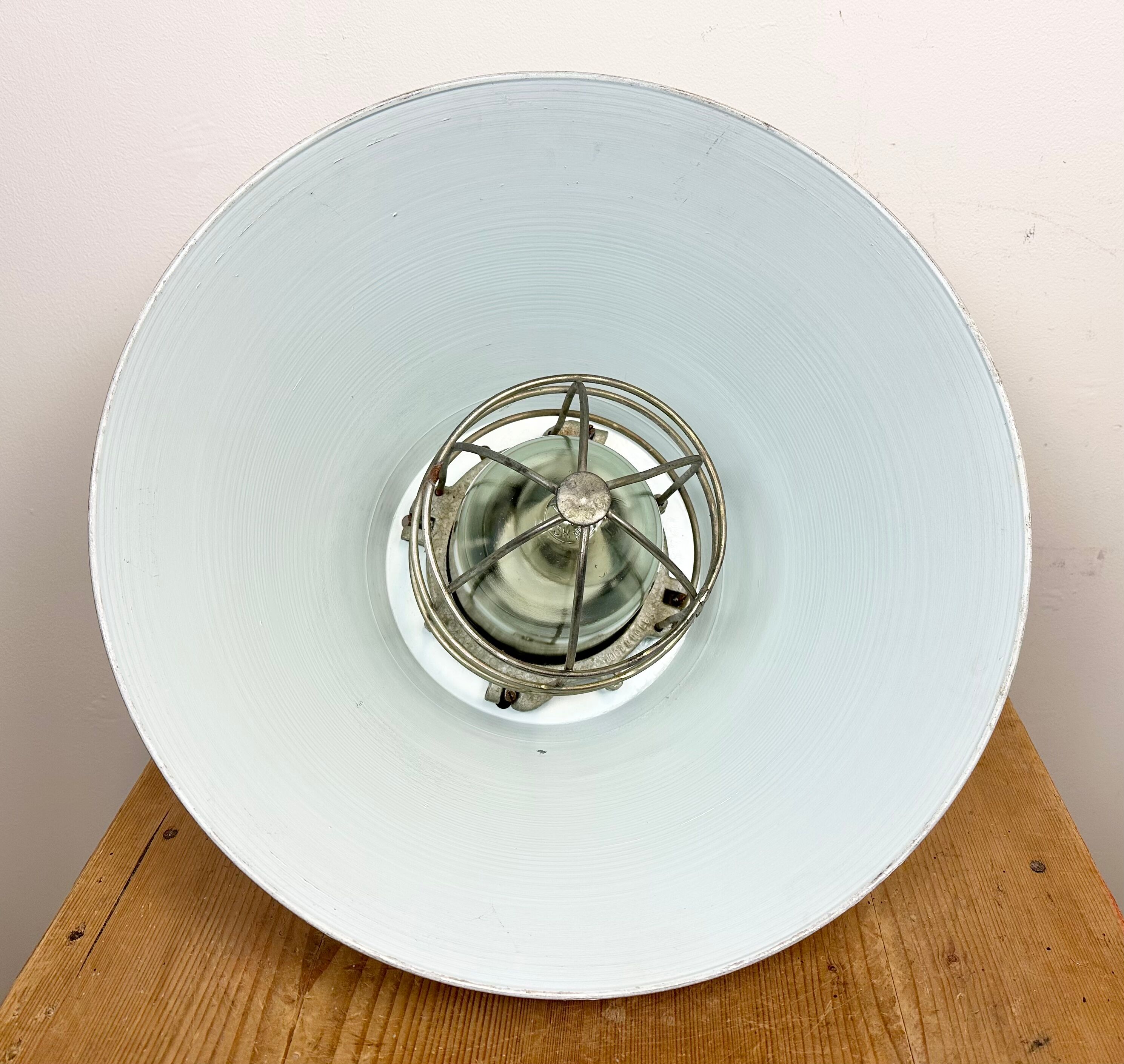 Grey Industrial Explosion Proof Lamp with Aluminium Shade from Zaos, 1970s