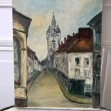 oil painting on canvas church street 20th century