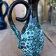 Vintage fat lava vase – turquoise red ceramic foam