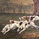 Oil Painting on Wood Panel with Golden Frame, English Hunting Dog
