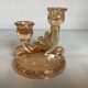 Double iridescent yellow marigold carnival candle holder