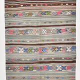 Grey & Brown Modern Mid Century Vintage Kilim Rug, 147x218 Cm