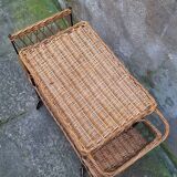 Metal and wicker serving trolley