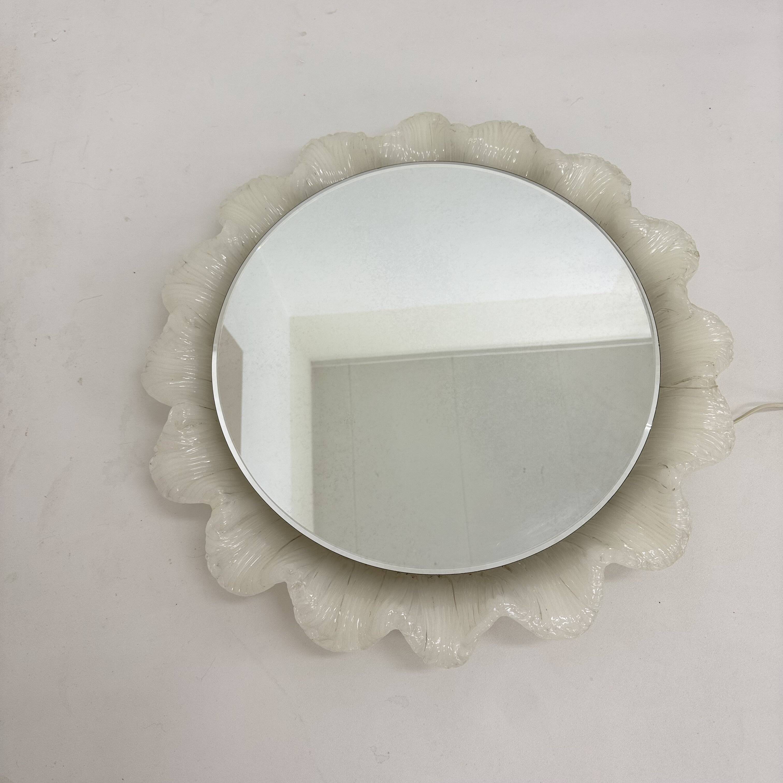 Vintage Lucite wall mirror with backlight , 1970’s , Germany