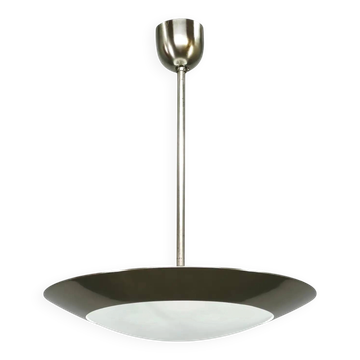 1930s Bauhaus Chrome and Glass Pendant Light from Czechoslovakia