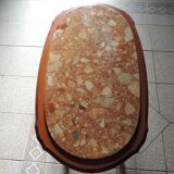 Coffee table ovalewood and marble pink salmon