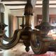 Golden wood chandelier with 6 lights