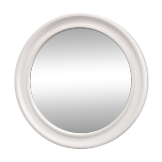 Miroir rond italien des années 1970, signé Carrara et Matta America Brevettato, en plastique blanc