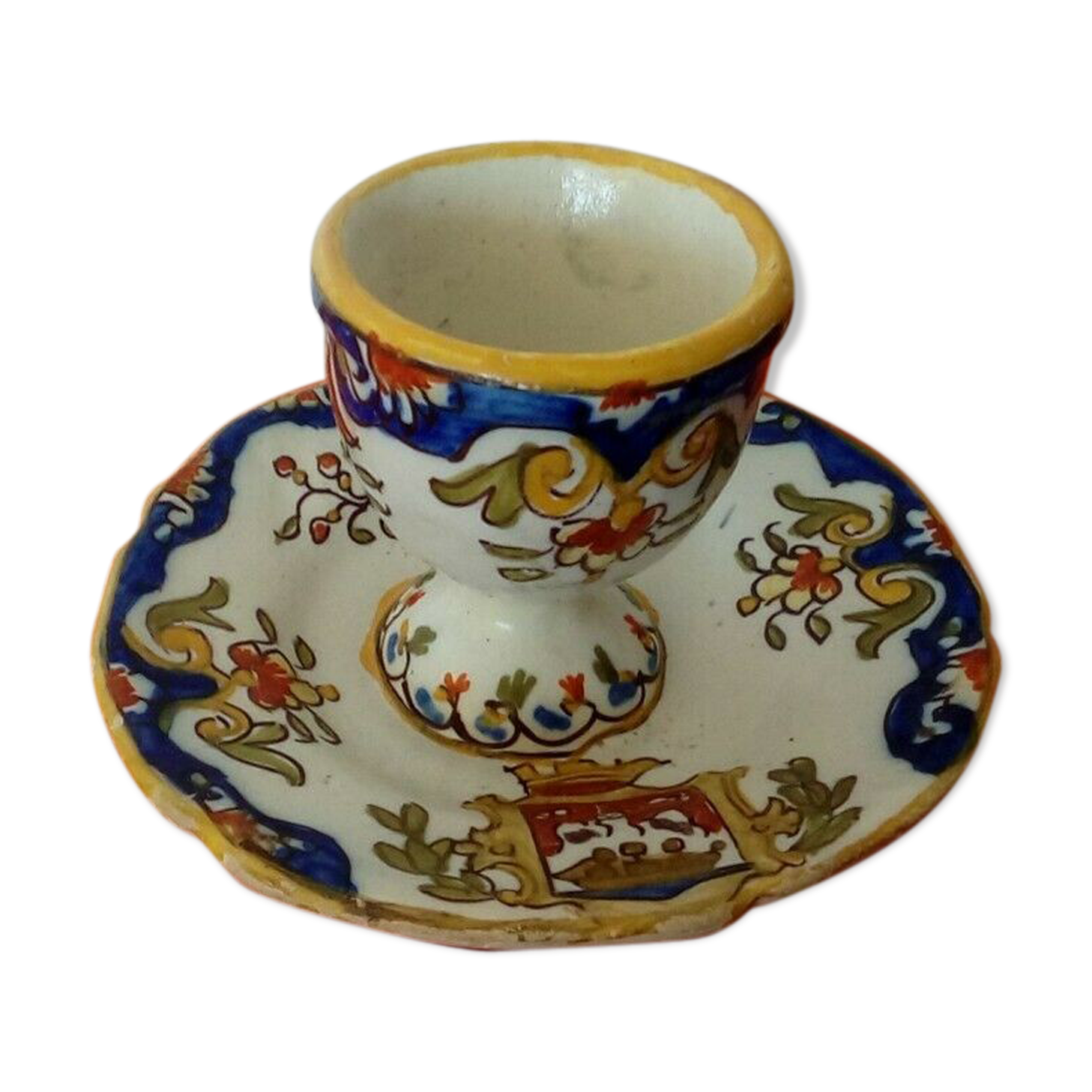 COQUETIER EN FAIENCE DECOR ROUEN