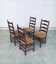 Rustic Handcrafted Oak and Rush High Back Dining Chairs, Belgium, 1940s, Set of 4