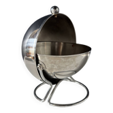 Chrome metal countertop sugar bowl with lid