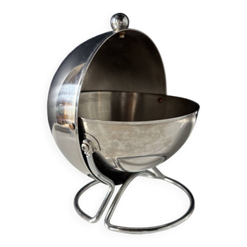 Sucrier boule de comptoir en métal chromé à couvercle