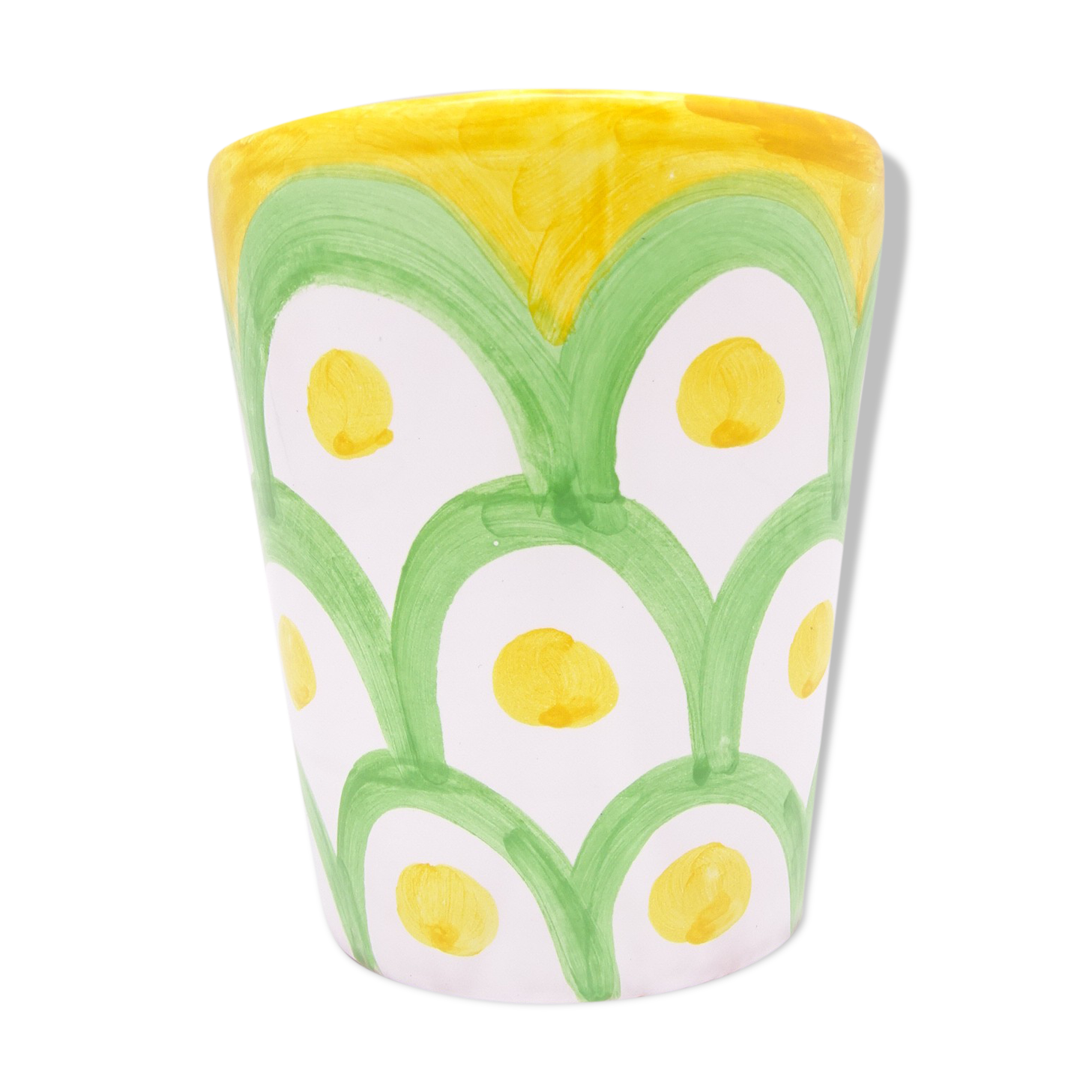 Italian ceramic mug green & yellow