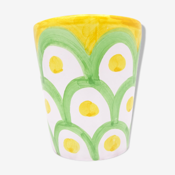 Green-yellow Italian ceramic cup