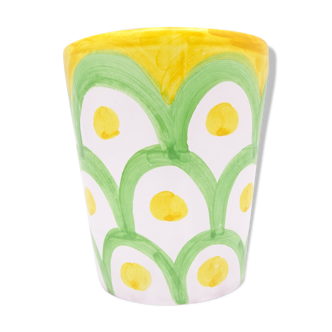 Italian ceramic mug green & yellow