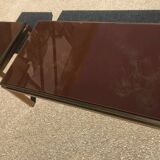Tables basses en laiton et verre églomisé, années 70