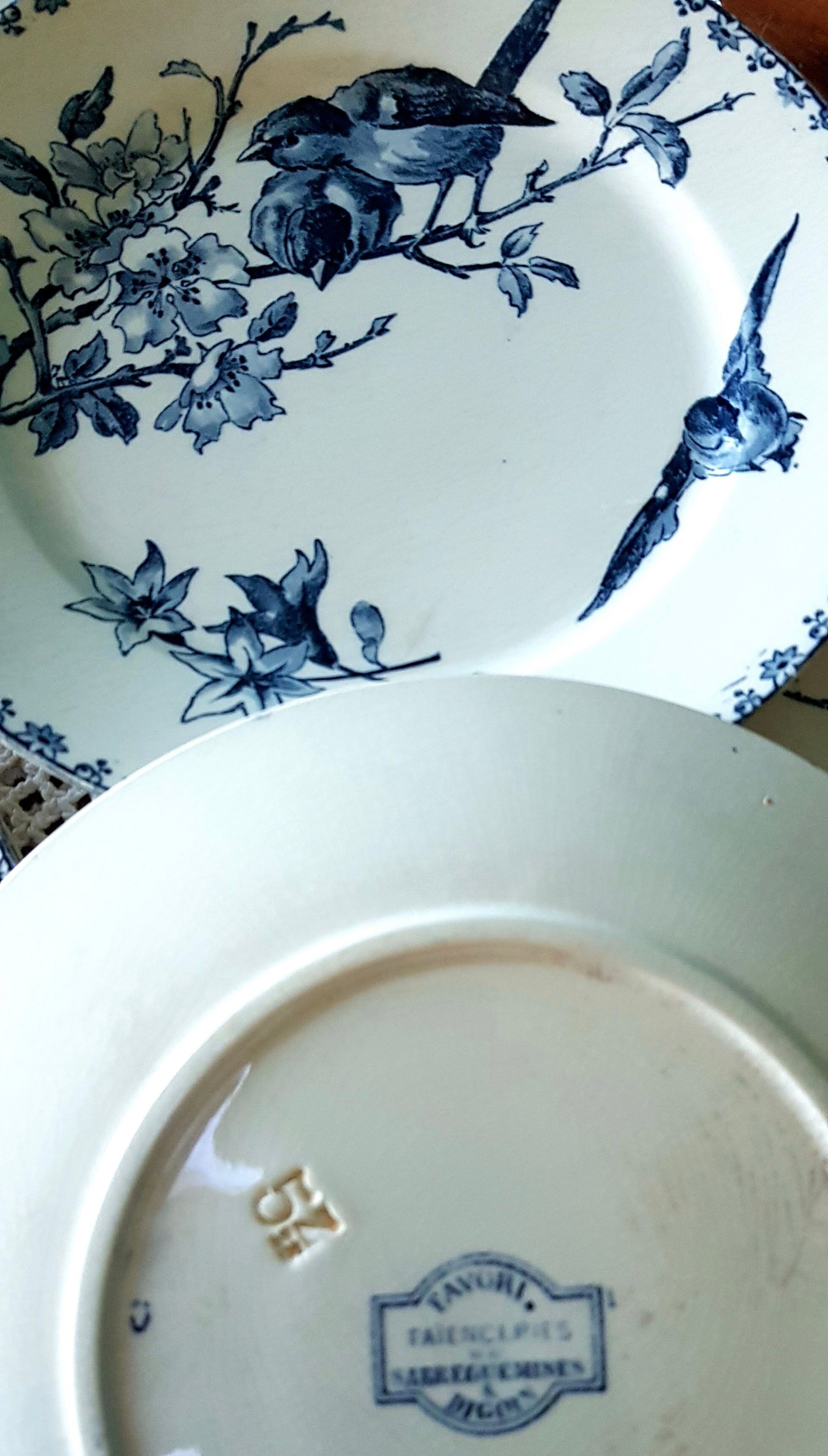 Sarreguemines set of 6 dessert plates model blue favorite