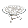 Wrought iron table and harmonious glass