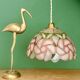 Suspension antique lampshade in pink mother-of-pearl