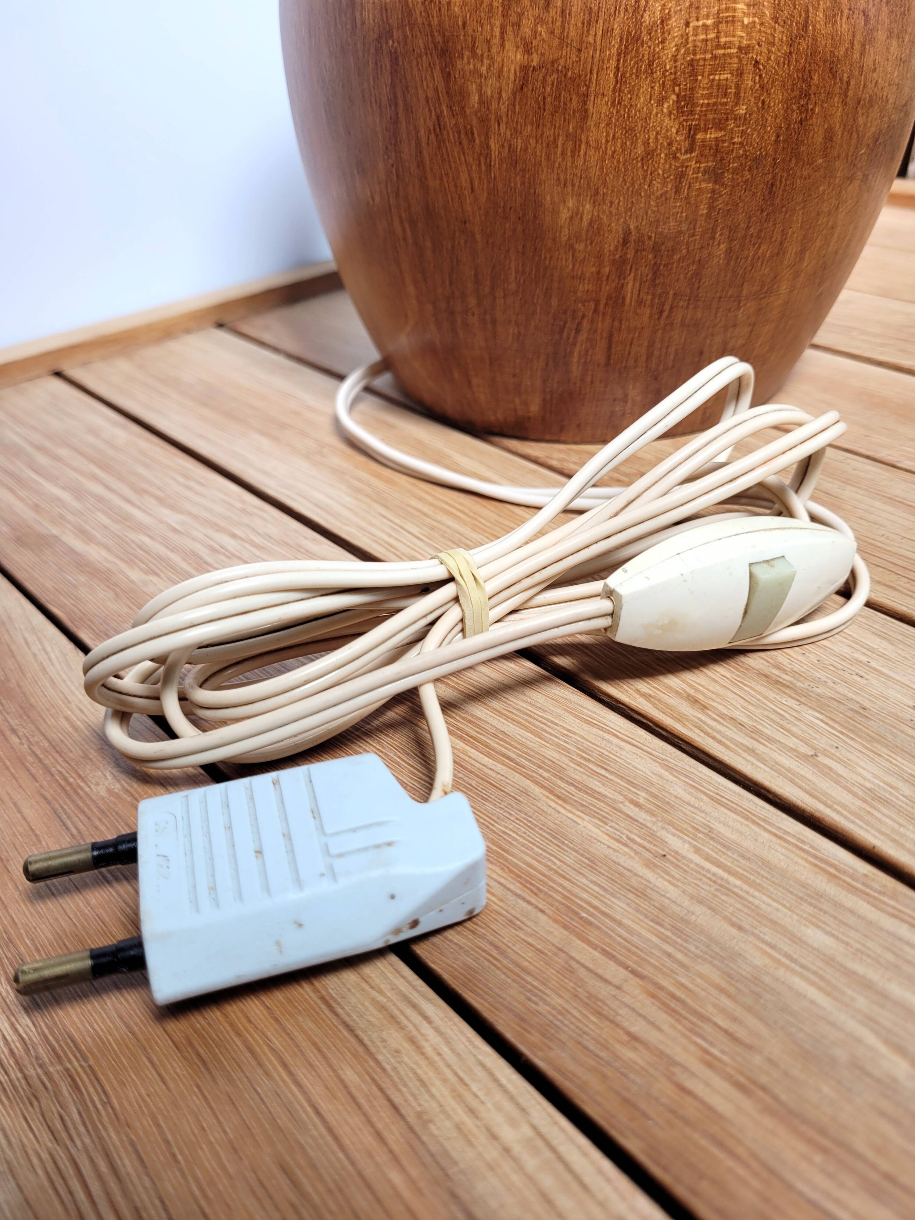 Pied lampe vintage bois tourné brut
