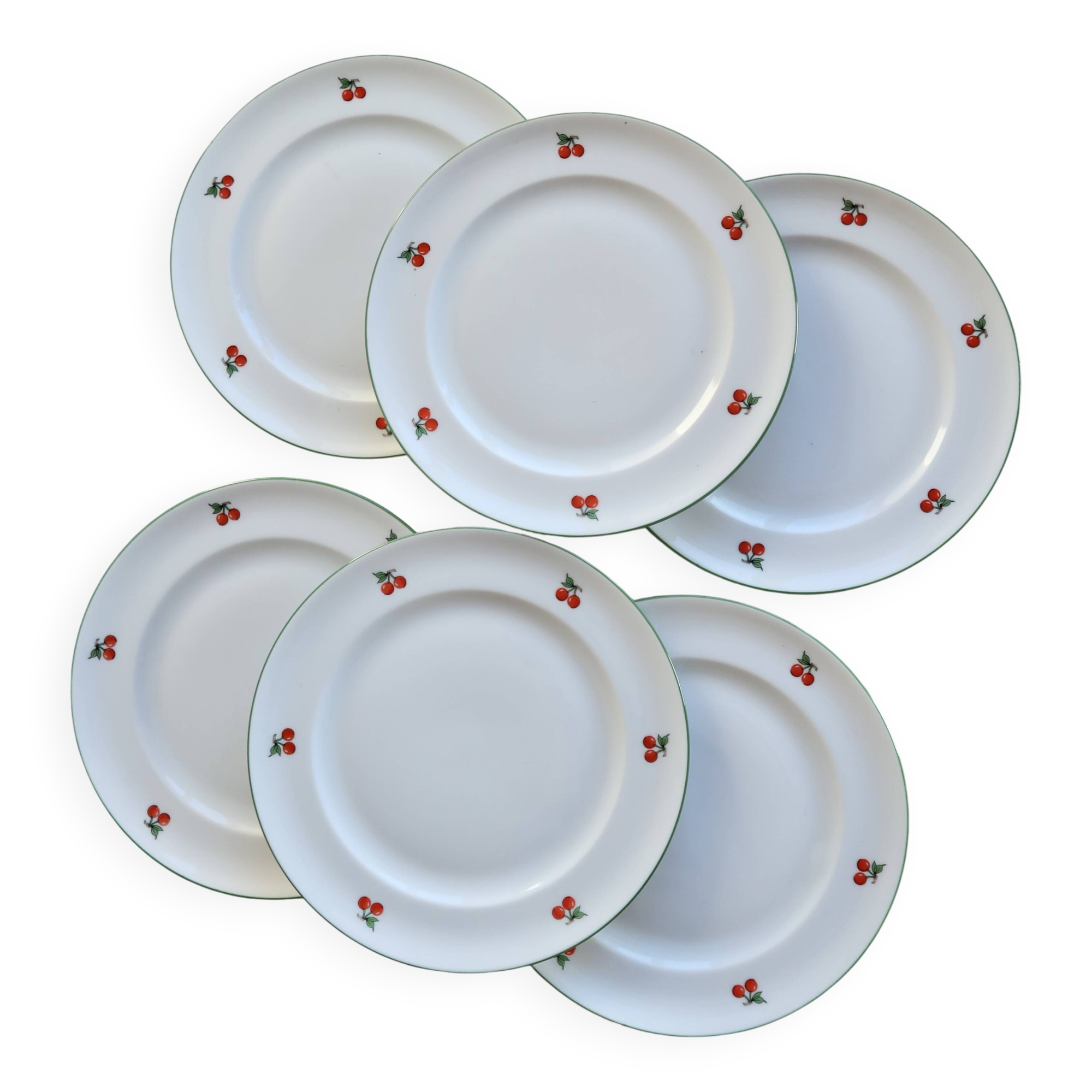 6 vintage porcelain dessert plates – Tables & Couleurs Cherry model