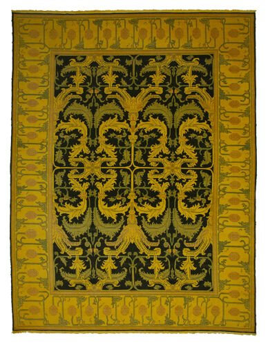 Tapis persan surteint noué à la main 310 cm x 412 cm tapis de laine jaune
