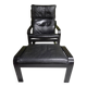 Fauteuil vintage IKEA années 1980 Cuir noir & ottoman
