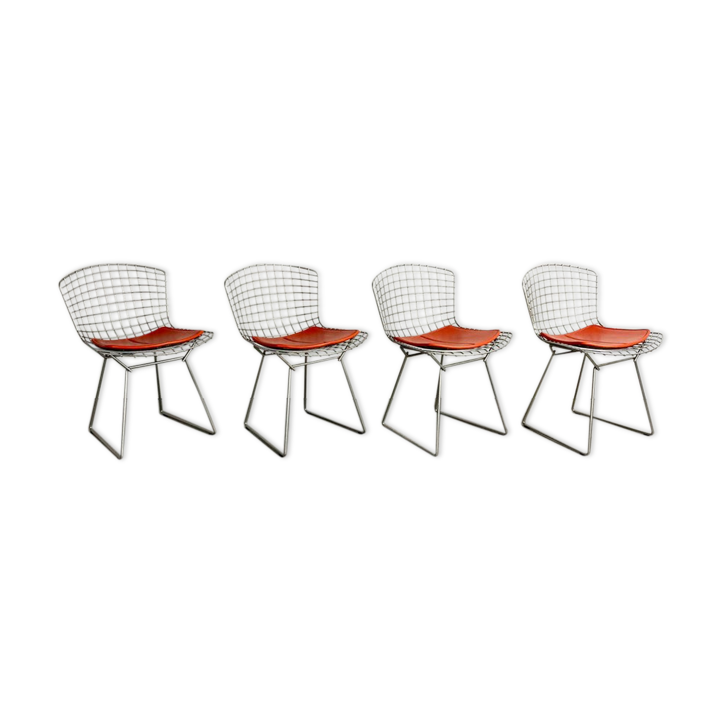 Set of 4 chrome side chairs by Harry Bertoia for Knoll