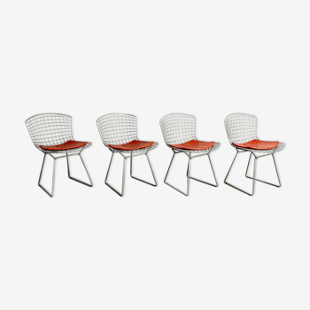Set of 4 chrome side chairs by Harry Bertoia for Knoll