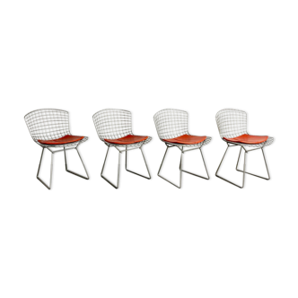 Set of 4 chrome side chairs by Harry Bertoia for Knoll
