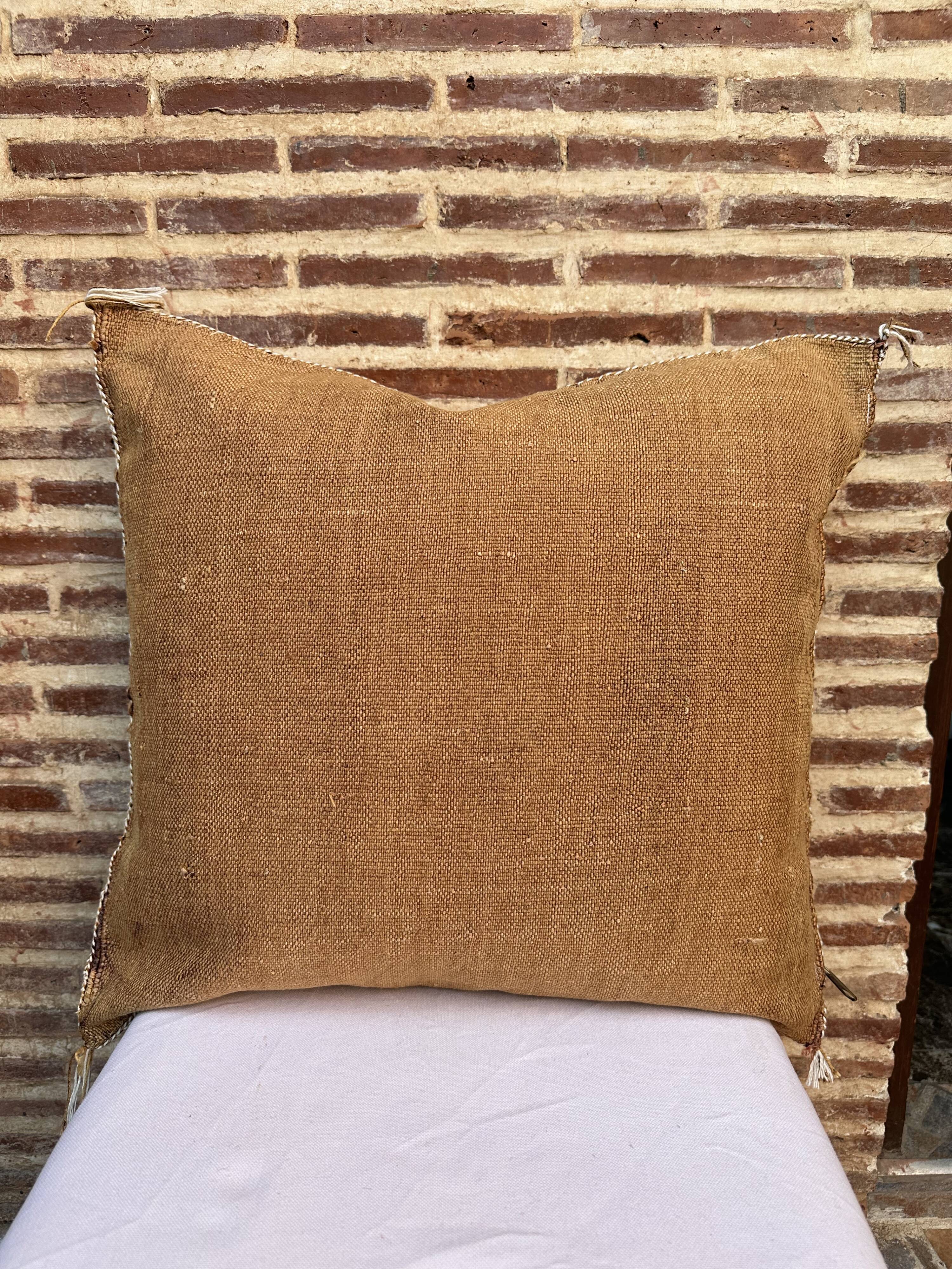 Handmade Moroccan silk cushion cover, cactus pattern