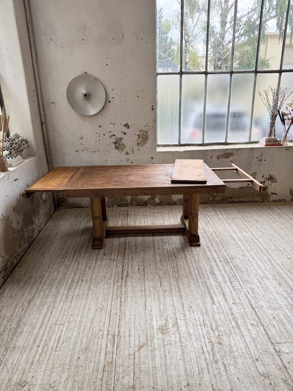 Table de repas chêne 1940 Dudouyt 240cm