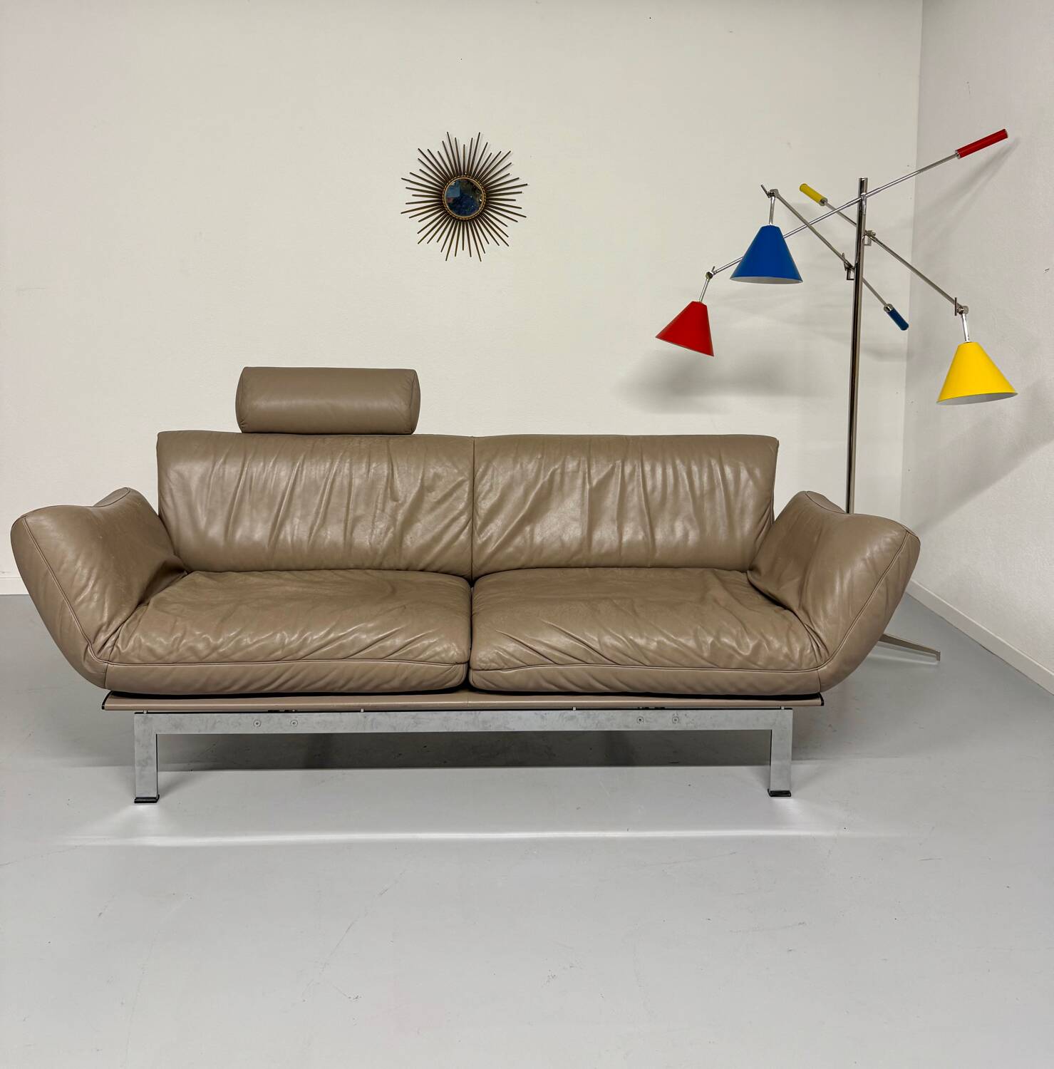 De Sede ds 140 grey 2/3 seater sofa, vintage leather, 80s design