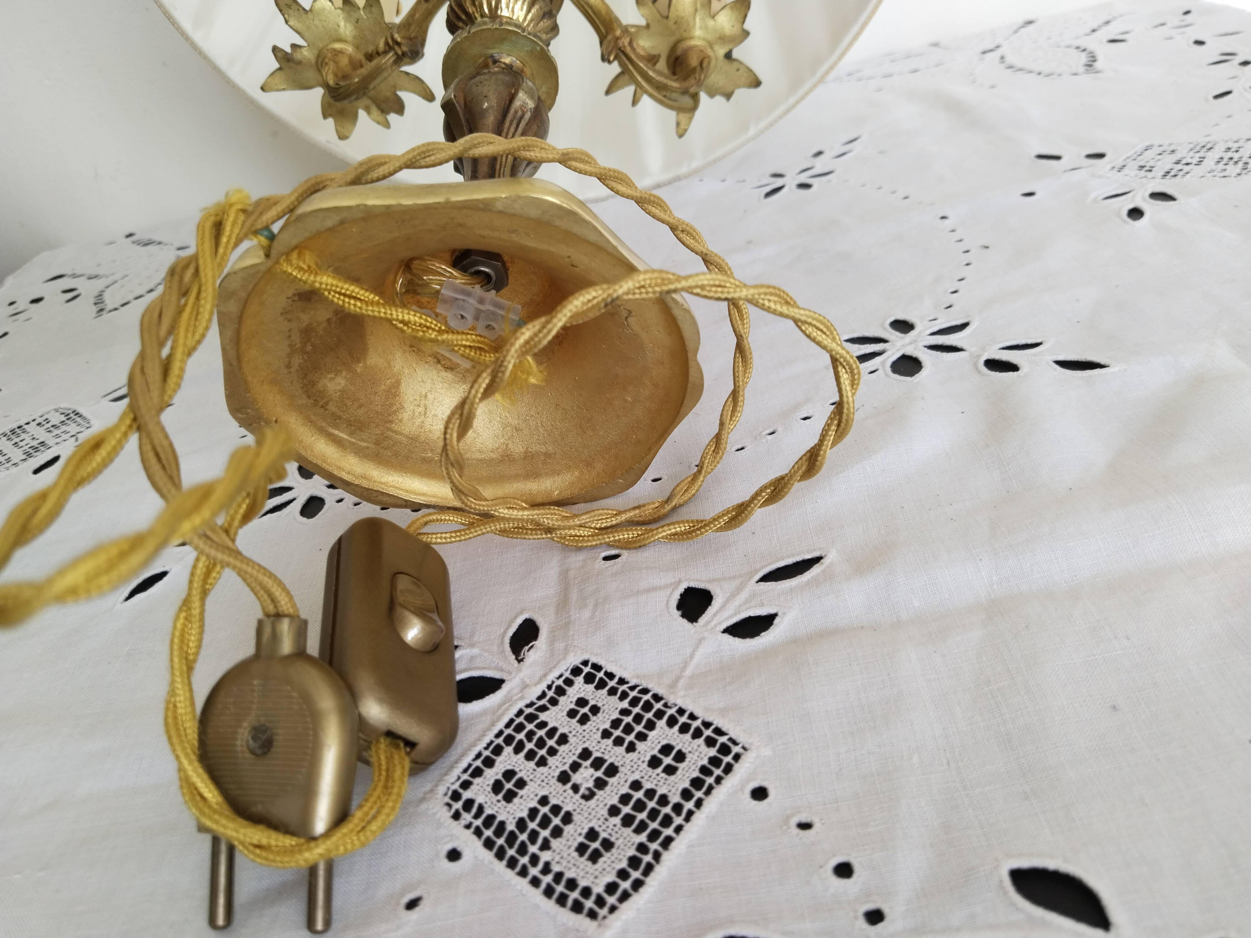 Bouillotte lamp in gilded brass, Empire style, 3 lights