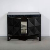 Ebonized brutalist bar cabinet by J. Batenburg for MI Belgium, 1960s