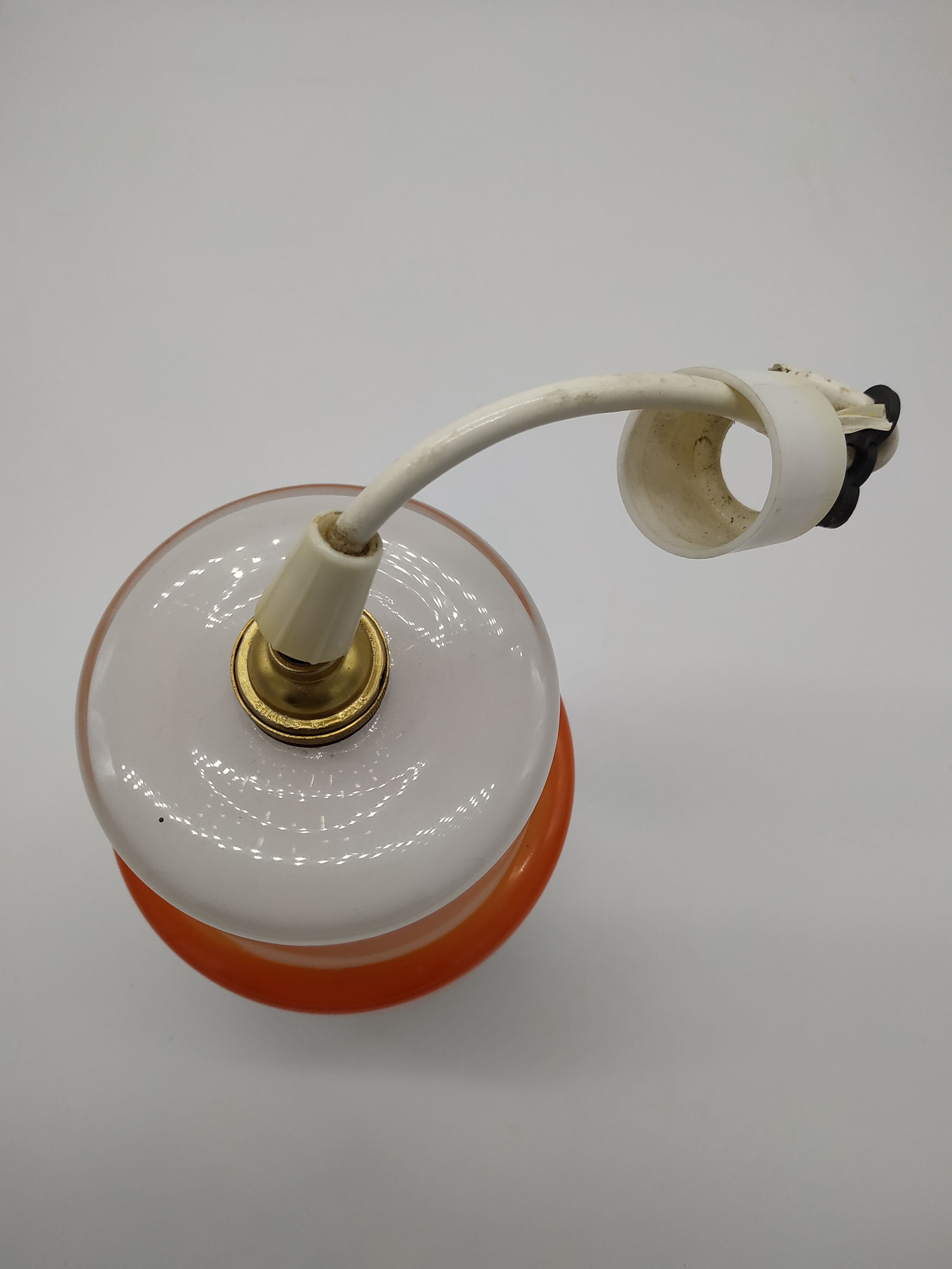 Vintage suspension lamp in white and orange opaline