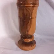 Vintage hand-turned solid olive wood vase – 1970s