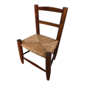 Chaise enfant assise paillée vintage