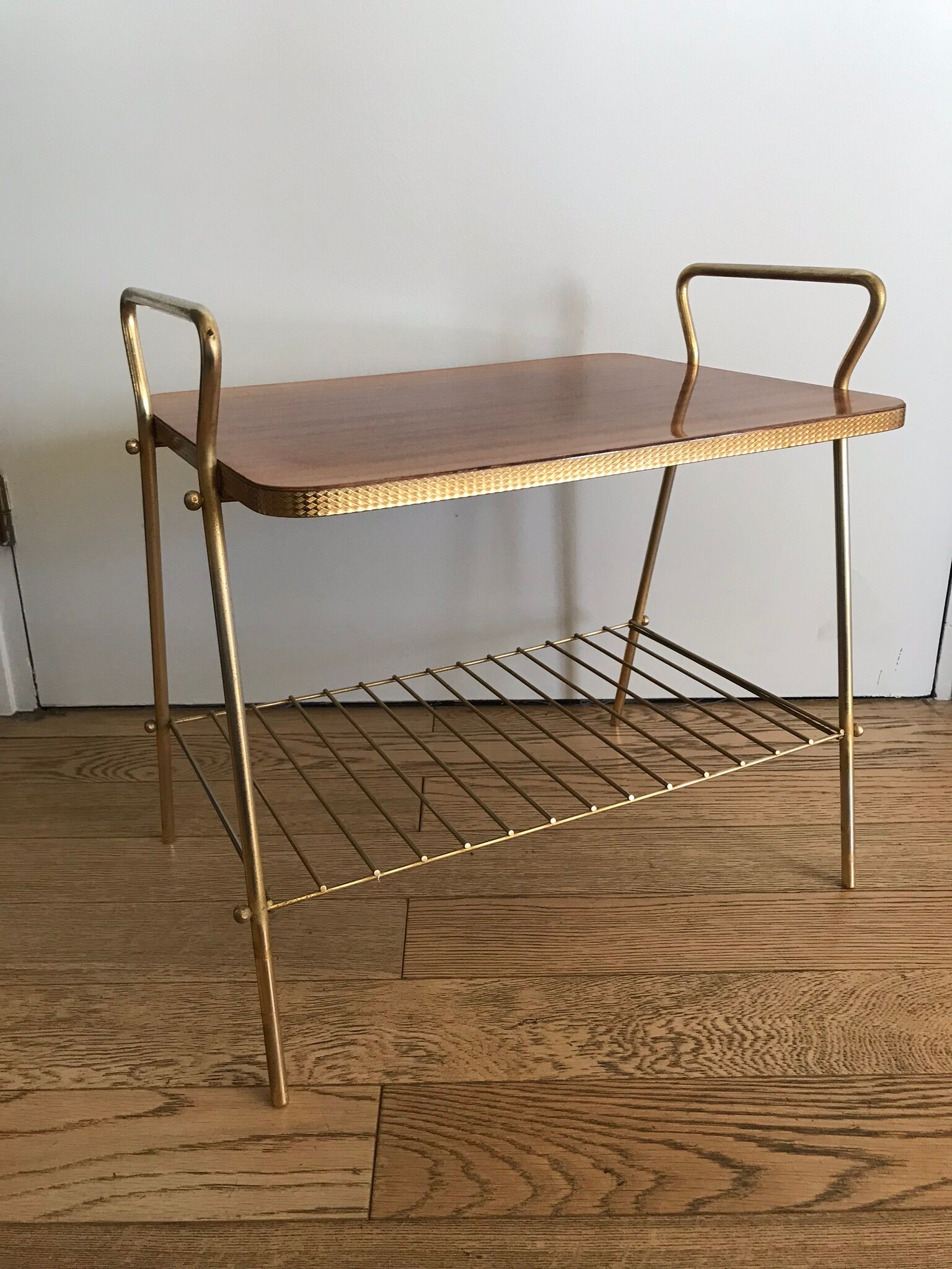 Side table gold plate vintage formica