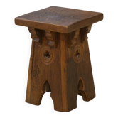 Tabouret brutaliste en chêne début 20ème