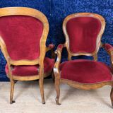 Pair of Louis Philippe period armchairs in walnut