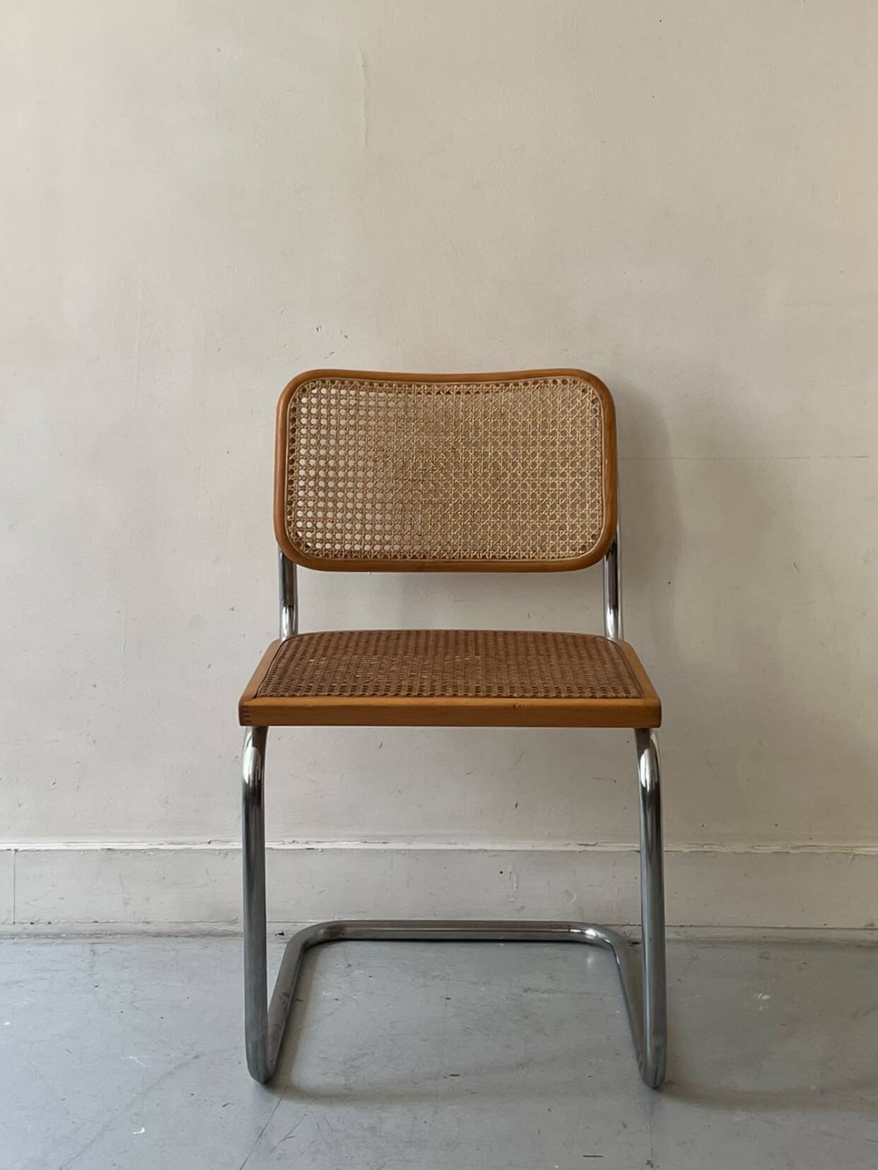 Chaise Cesca par Marcel Breuer en chrome et bois, 1970