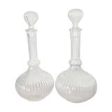 Duo of glass decanters