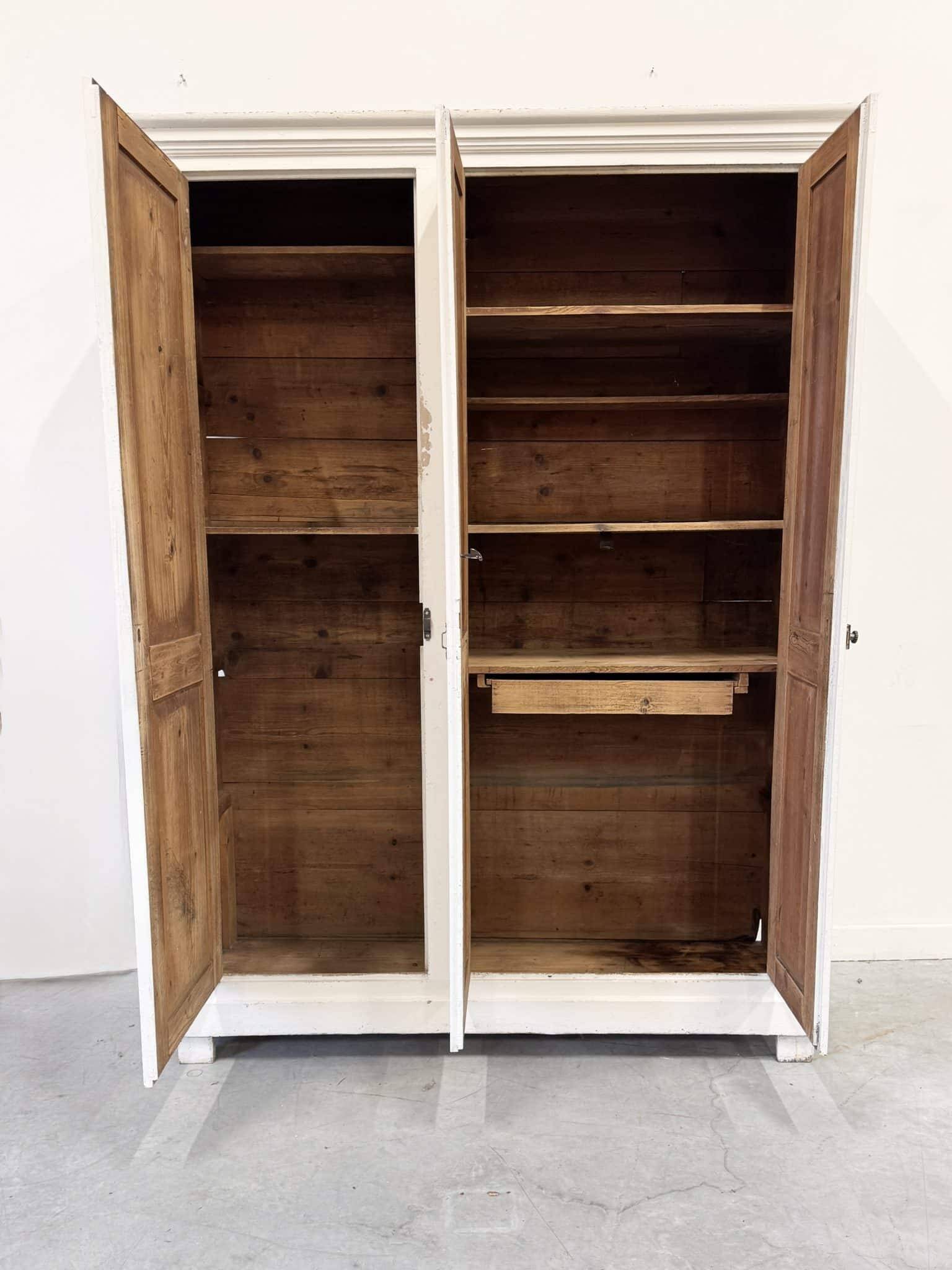 Antique white-painted wardrobe – 3 doors
