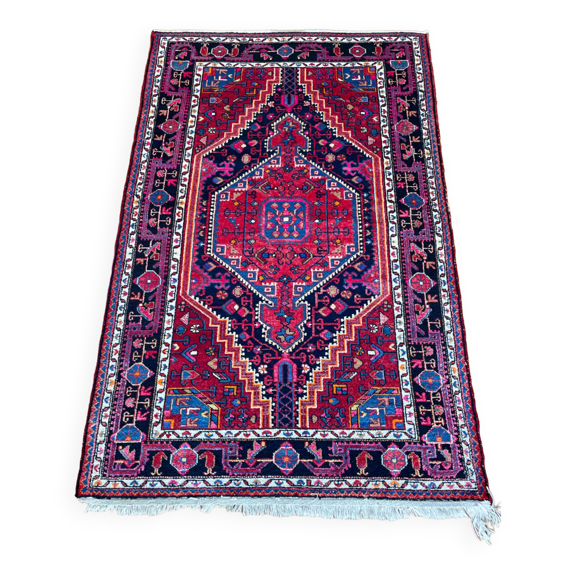 Burgundy Persian rugs pink and midnight blue