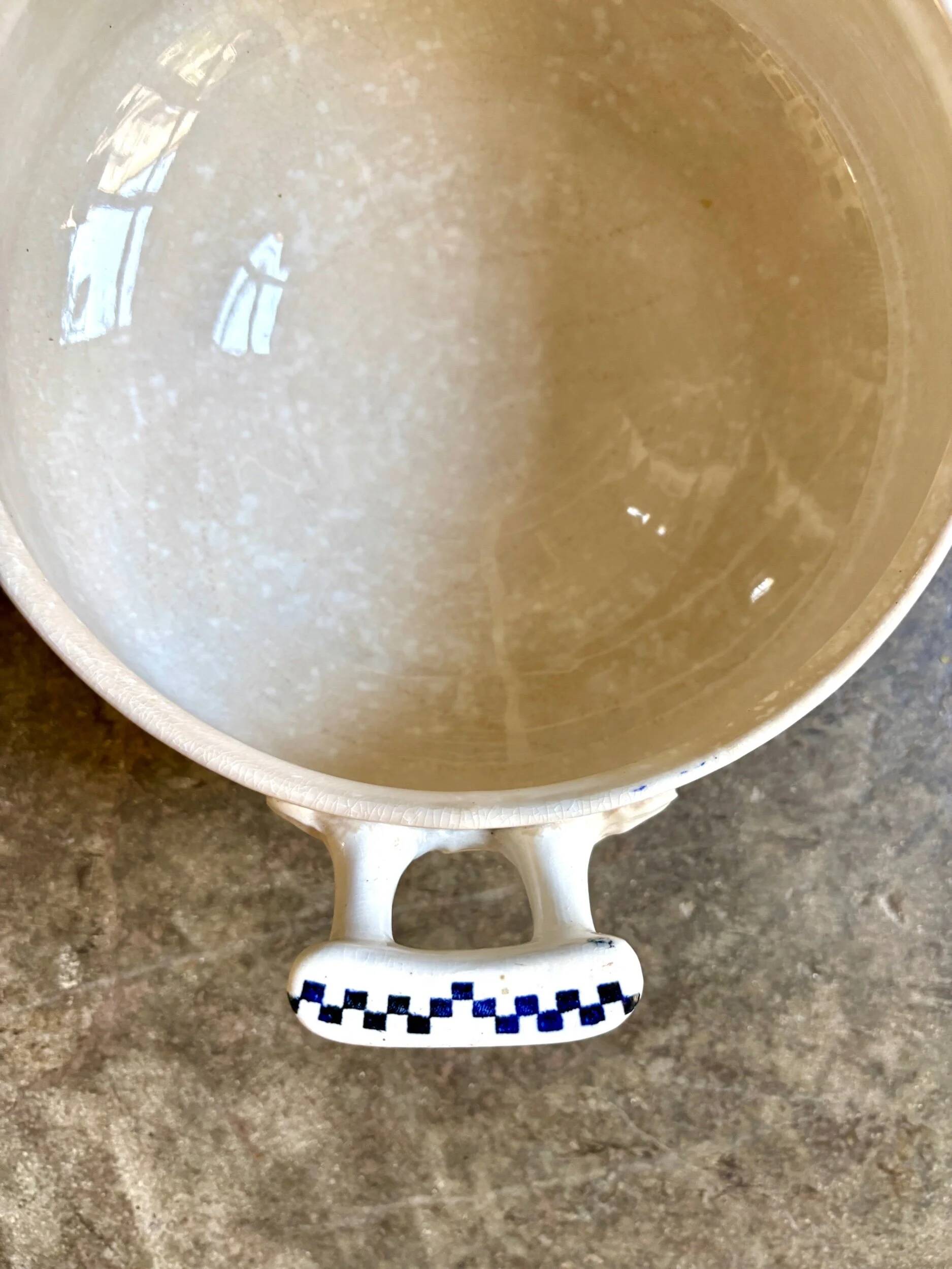 Creil & Montereau ironstone salad bowl and soup tureen, "Damier" service