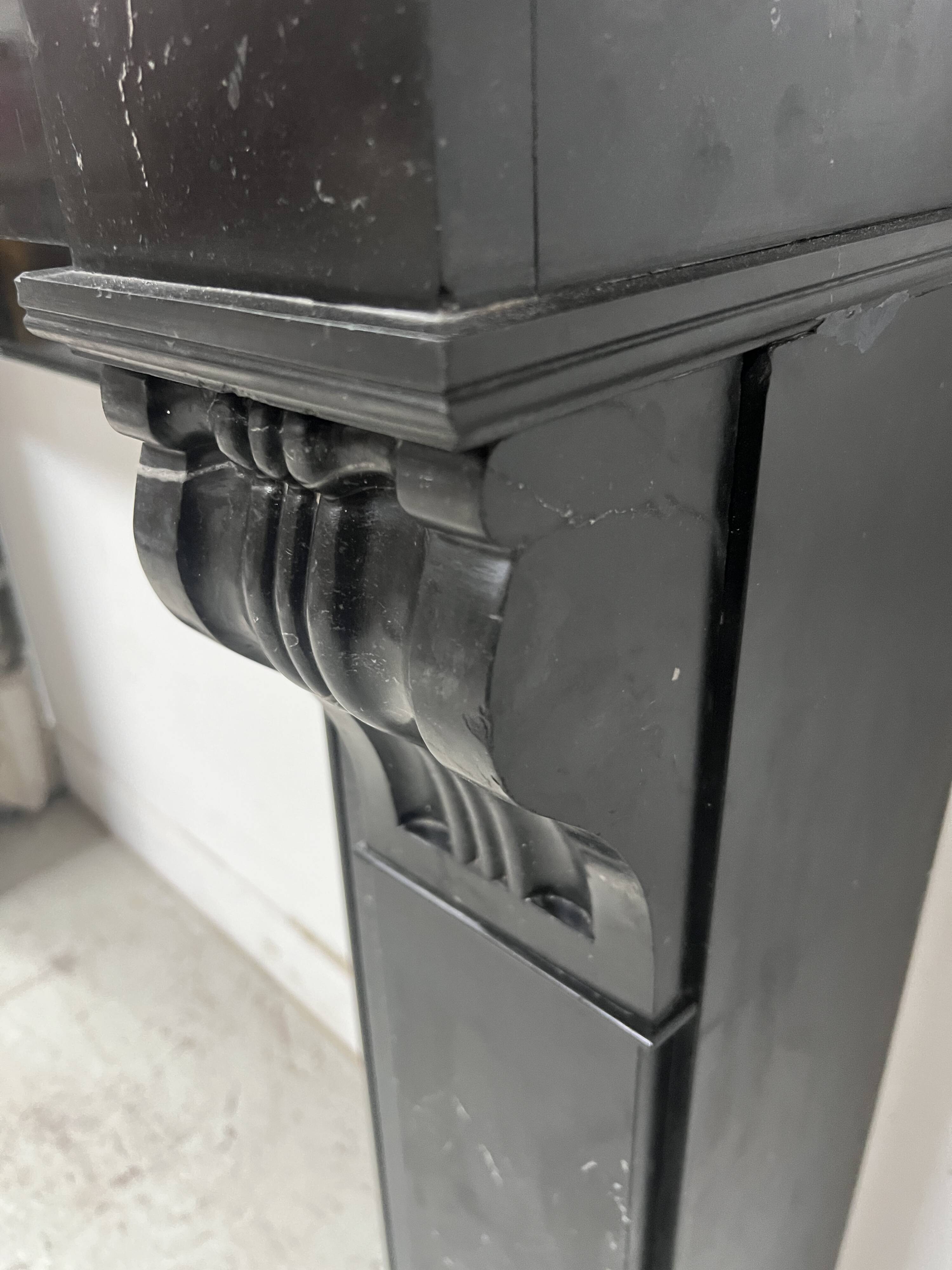 Napoleon III period fireplace with a black marble corbel. 19th century.