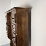 Stipo Monetiere, Piedmont 17th century cabinet with 8 drawers, in walnut, Italy