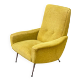 Fauteuil italien jaune moutarde style Mid-Century