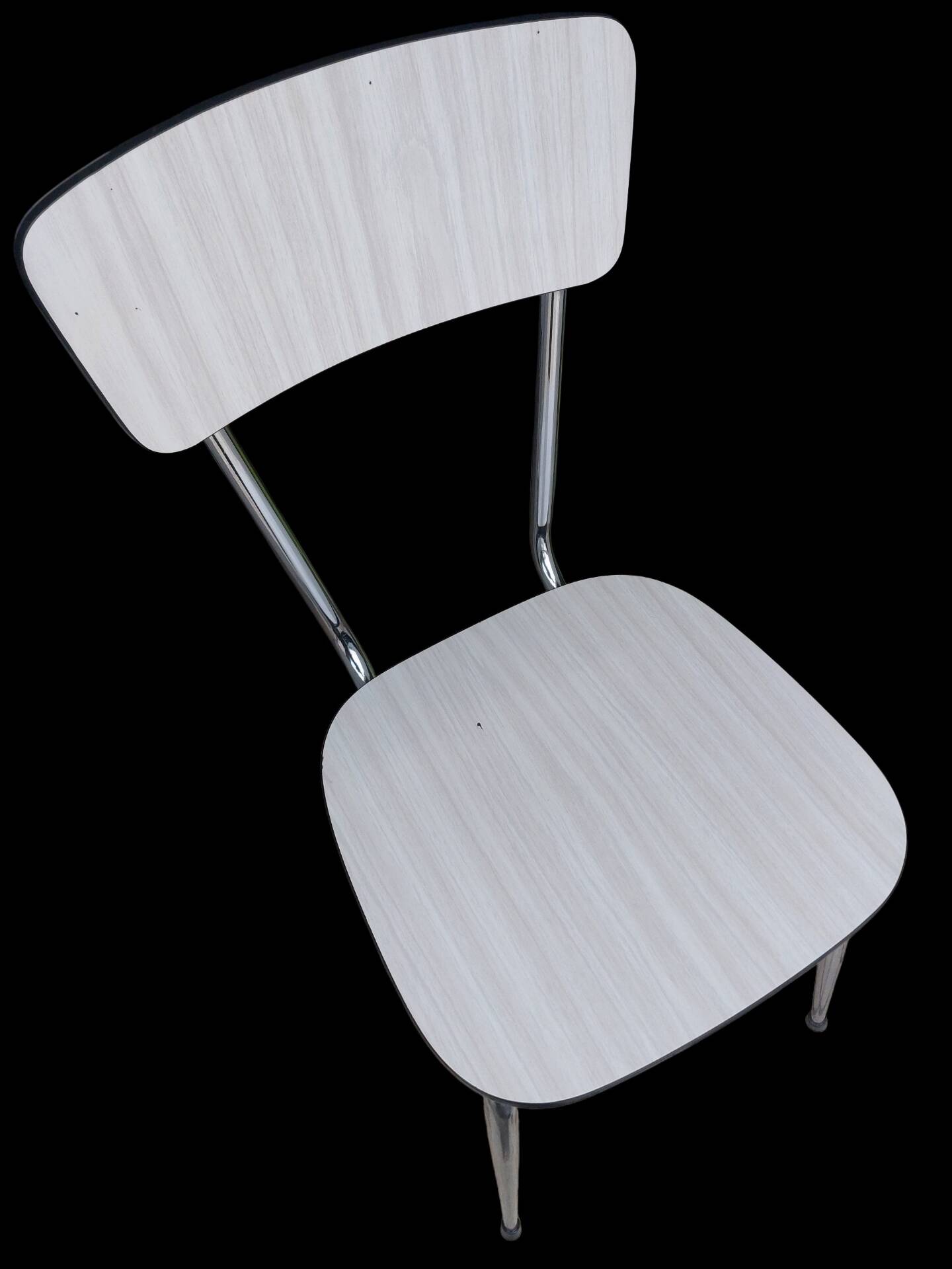 Pair of vintage chairs in light Formica and chrome metal – 1960s